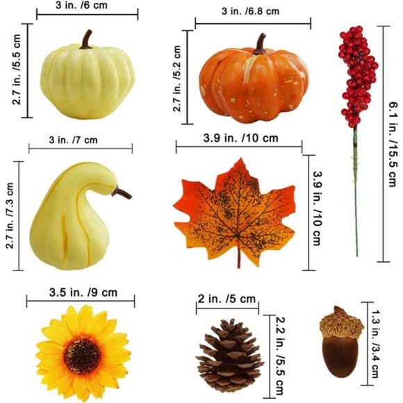 60 Pcs Assorted Small Artificial Pumpkins and Gourds Fall Harvest Decoration Set - Picture 6 of 7